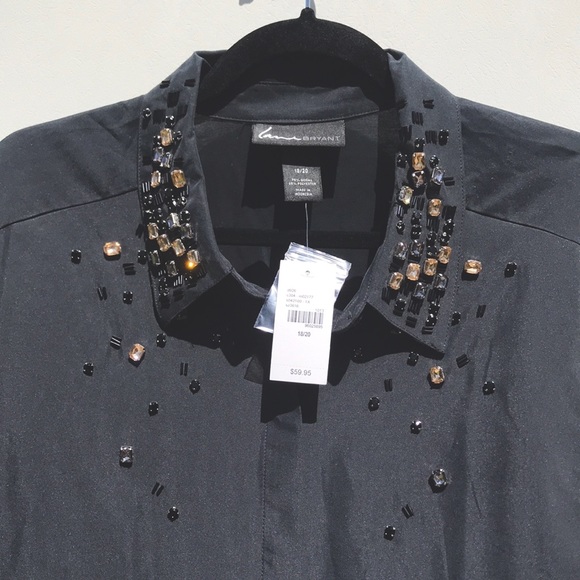 Lane Bryant Tops - NWT  Lane Bryant Button Down Shirt w/Jewels 18/20. Navy. Discounted Shipping!